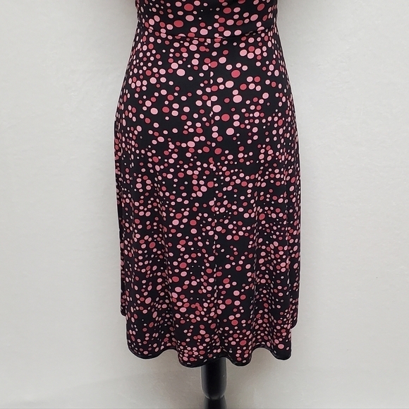 VINTAGE My Michelle Retro Bubble Print Halter Pin-up V-neck A-line Midi Dress - Picture 12 of 14